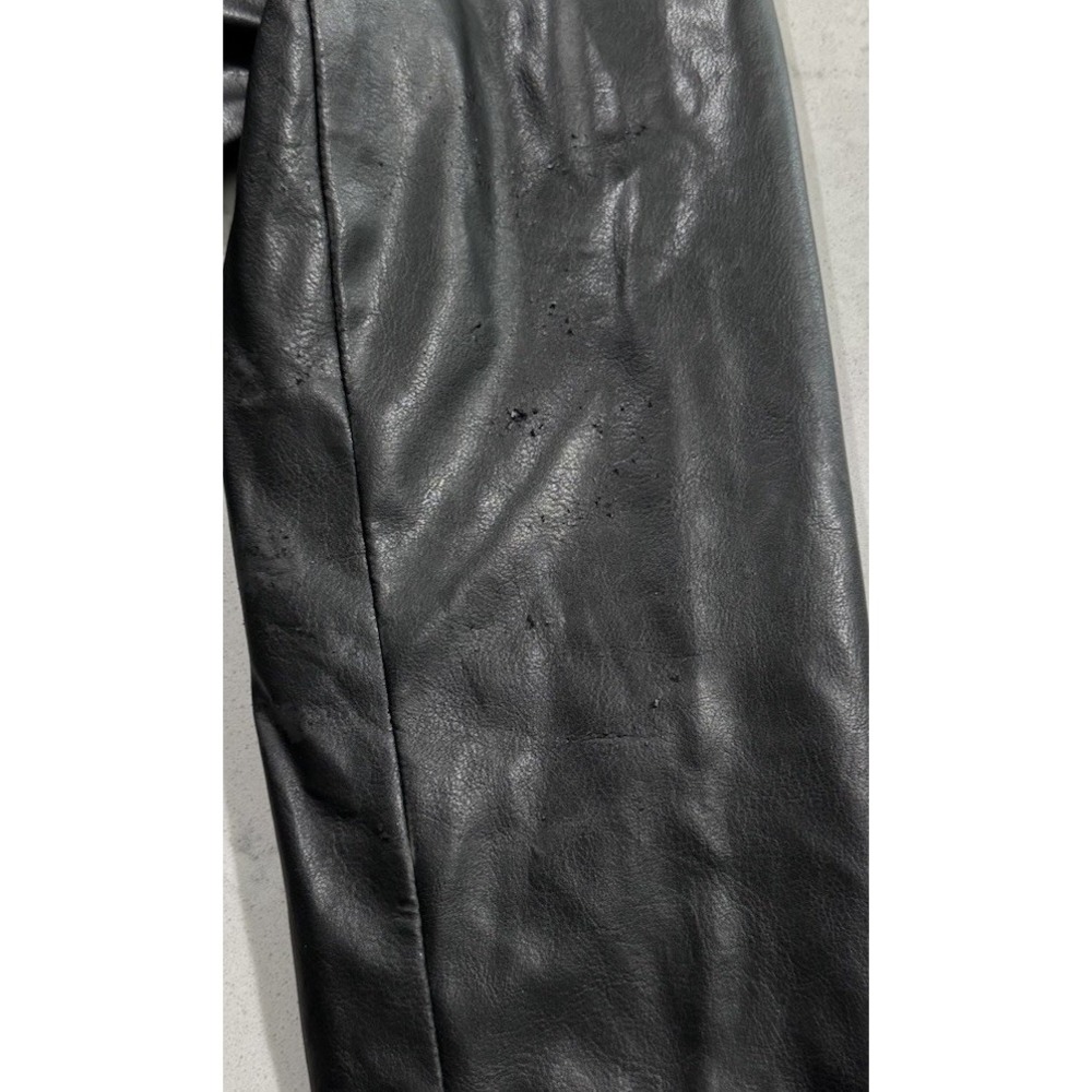 VTG Me Jane Blazer Jacket Womens XL Black Faux Leather Red Lining Grunge Y2K - Picture 6 of 12